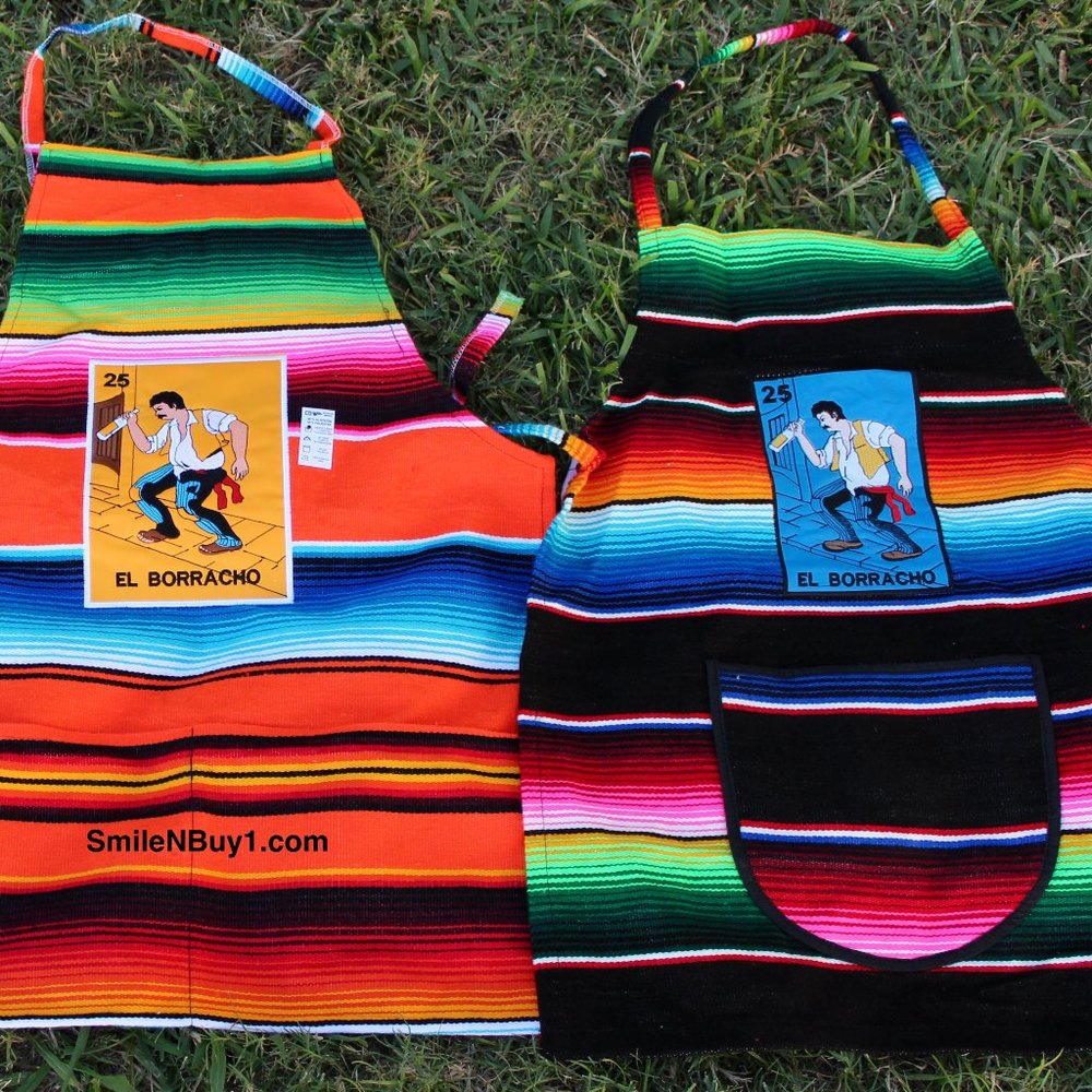 Mexican Loteria Sarape El Borracho 1 Apron 1mandil